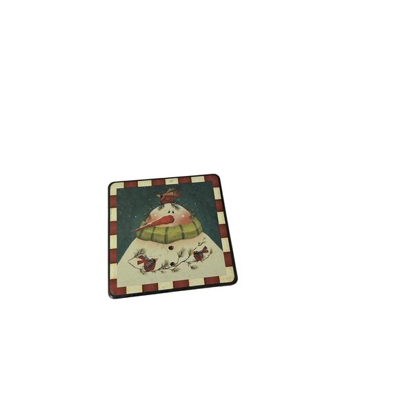 Rence Mullins Next Day Art Wooden Snowman Coaster Set With Box - Picture 2 of 6
